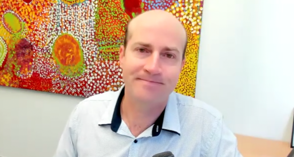 Christian Moro, PhD, BSc, BEd, MBus, SFHEA, answers a question during a Zoom video interview