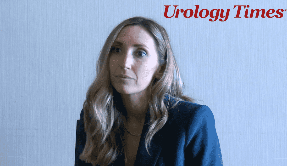 Amy Pearlman, MD, answers a question during a video interview