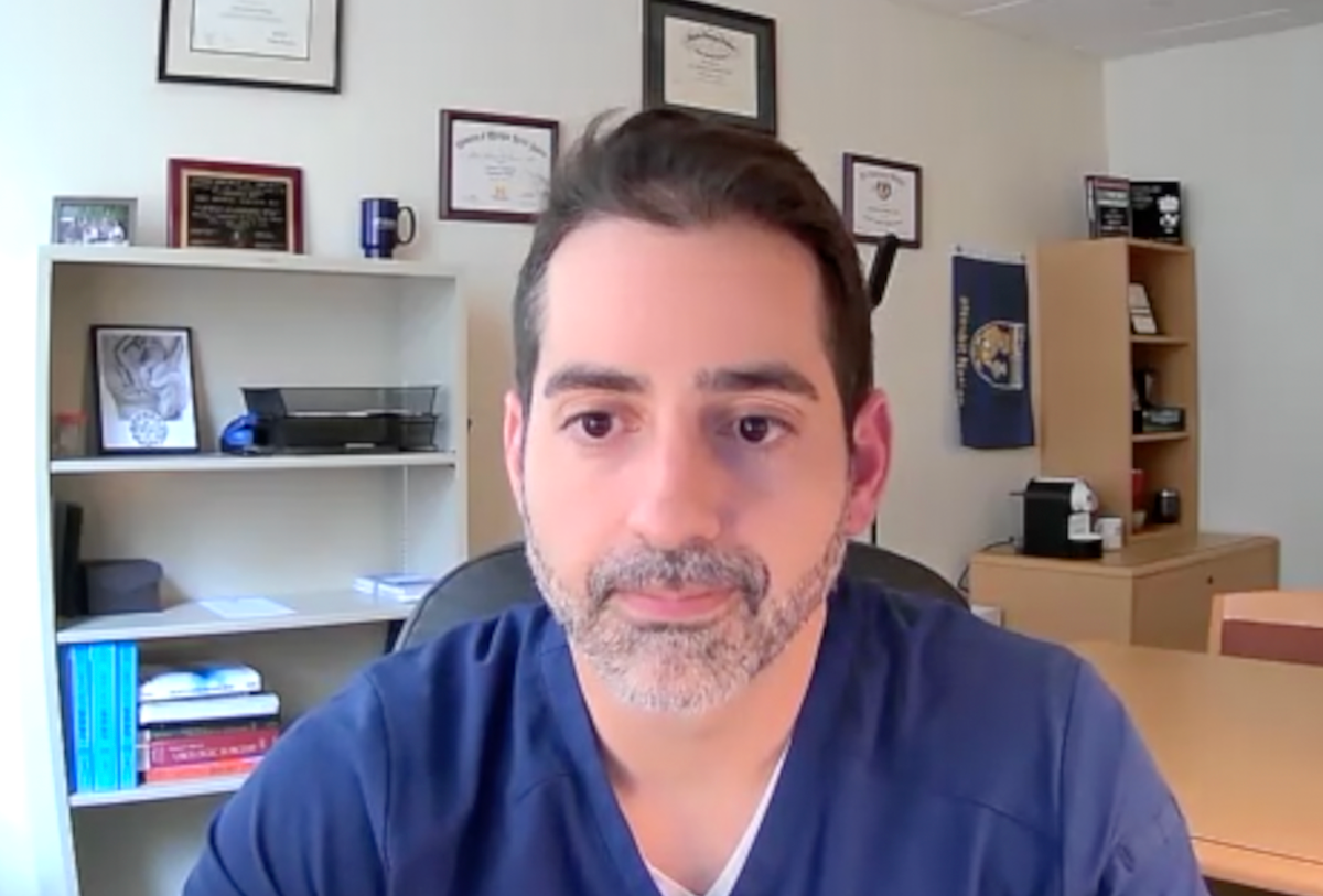 John Michael DiBianco, MD, answers a question during a Zoom video interview