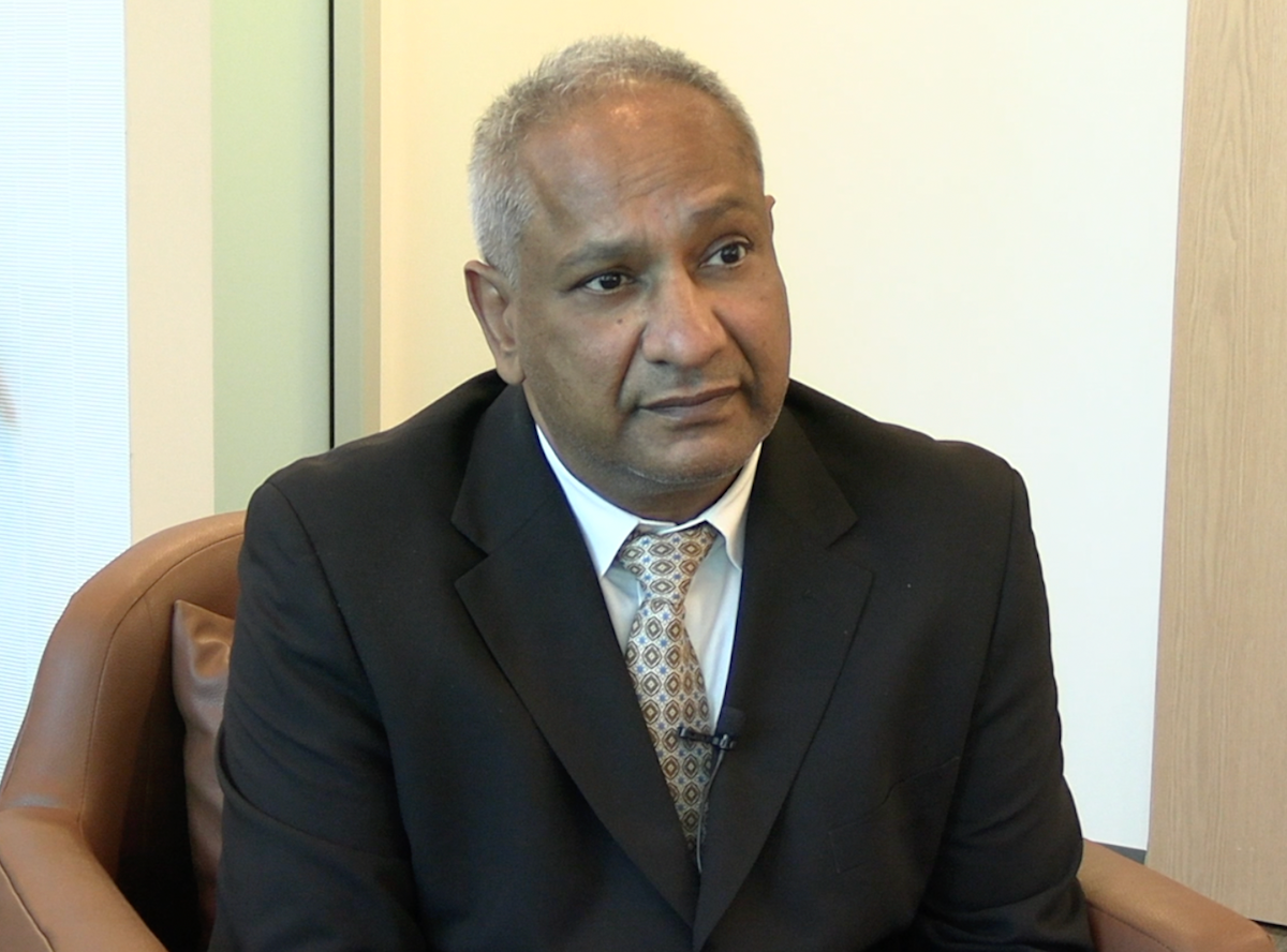 Akhil Das, MD, FACS, answers a question during a video interview