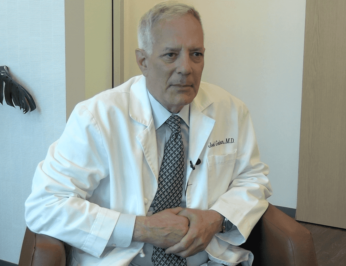 Joel Gelman, MD, answers a question during a video interview