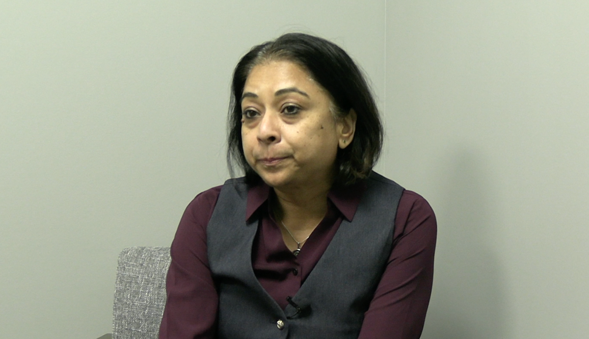 Adity Dutta, MSN, AGACNP-BC, gives an answer during a video interview