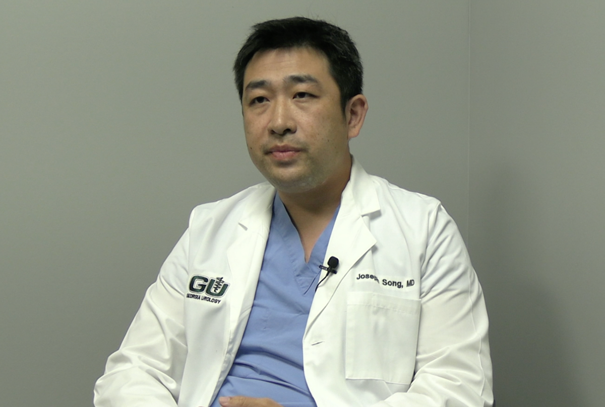 Joseph Song, MD, answers a question during a video interview
